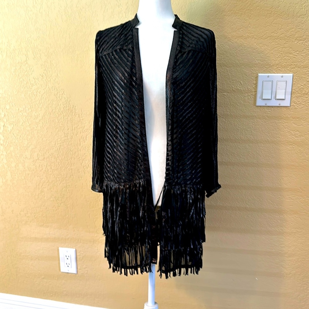 Black fringe long shirt